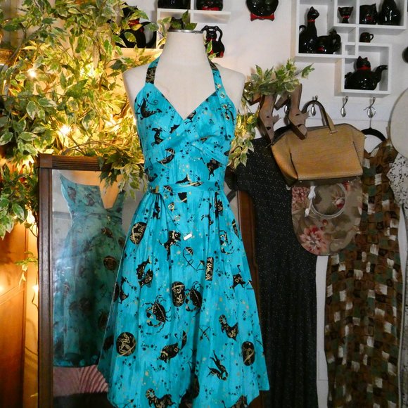 Trashy Diva 1950s Style MARILYN PARADE SWING DRESS - ASTROLOGY PRINT Sz 2 - Picture 3 of 12